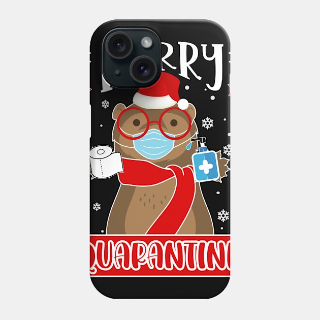 Merry Quarantine Christmas 2020 Otter with Mask Phone Case by Boba Art Store