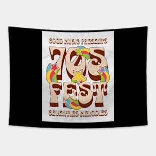 Retro 70s Rainbow Star Music Festival Tapestry