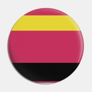 A single concoction of Very Light Pink, Raisin Black, Almost Black, Dark Pink and Piss Yellow stripes. Pin