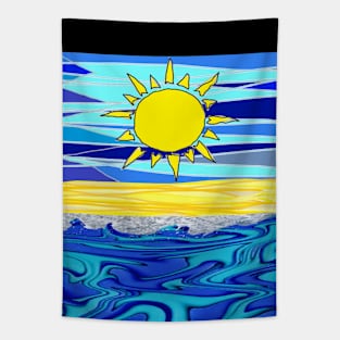 Sunny Yellow Blue Sea 7 Tapestry