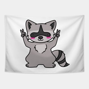 Raccoon shows peace sign Tapestry