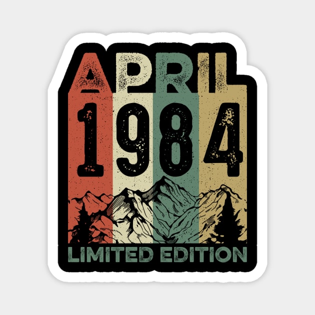 Vintage April 1984 Limited Edition 40th Birthday Gift For Men Women Magnet by FortuneFrenzy