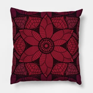 Red flower mandala Pillow