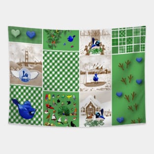 Bird Lovers Patchwork Pattern Tapestry