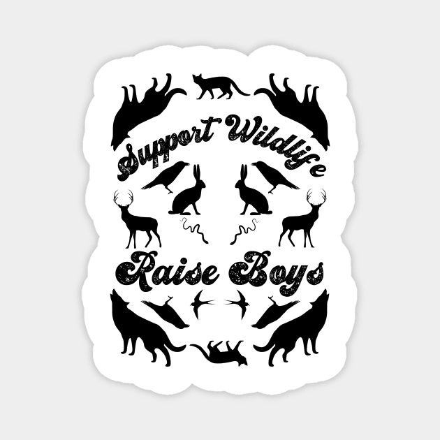 Support Wildlife Raise Boys Mirrored Wild Animals Magnet by AddiBettDesigns