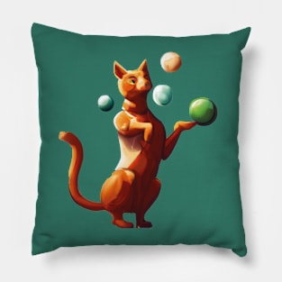 Feline Acrobat: T-Shirt for Cat Lovers Pillow