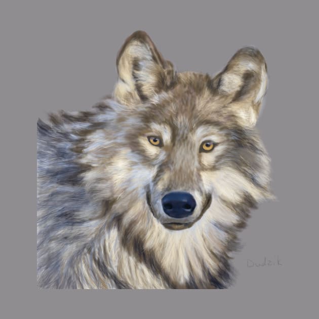 Original hand-painted digital Wolf by Dudzik Art