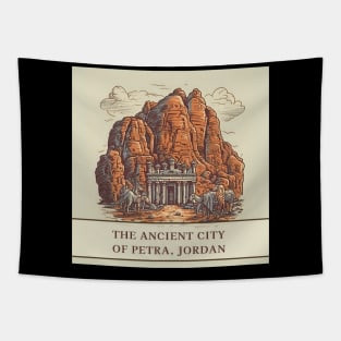 The Ancient City of Petra. Archaeological illustration Tapestry