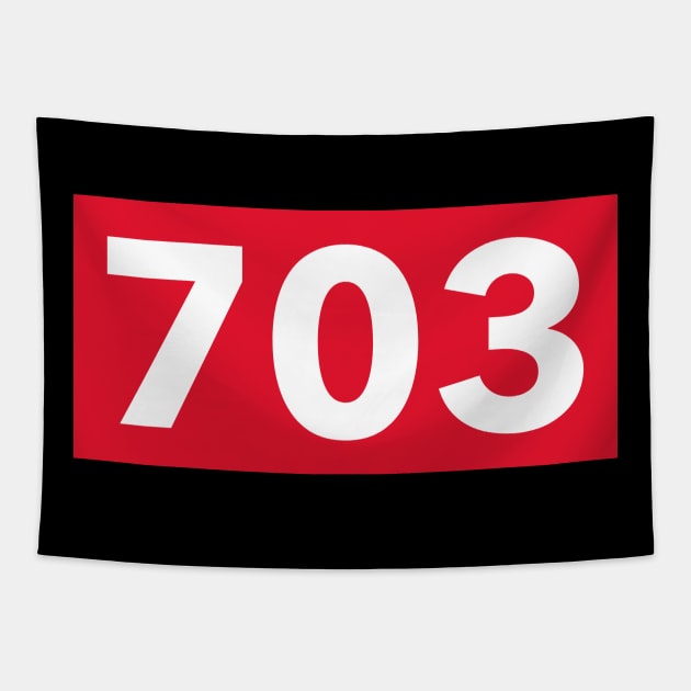 Northern Virginia bold white ‘703’ text with a red background Tapestry by keeplooping