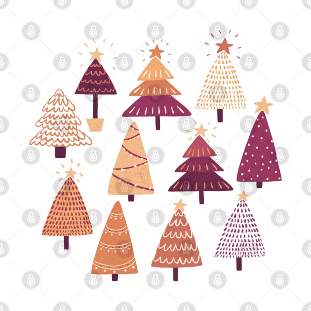 Christmas Trees - Magenta and Cream Palette | Pattern by thewhimsicalrepose