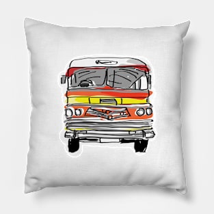 Bus of Colors Painting Pillow