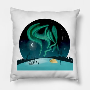 Spotting Northern lights in Finland Pillow