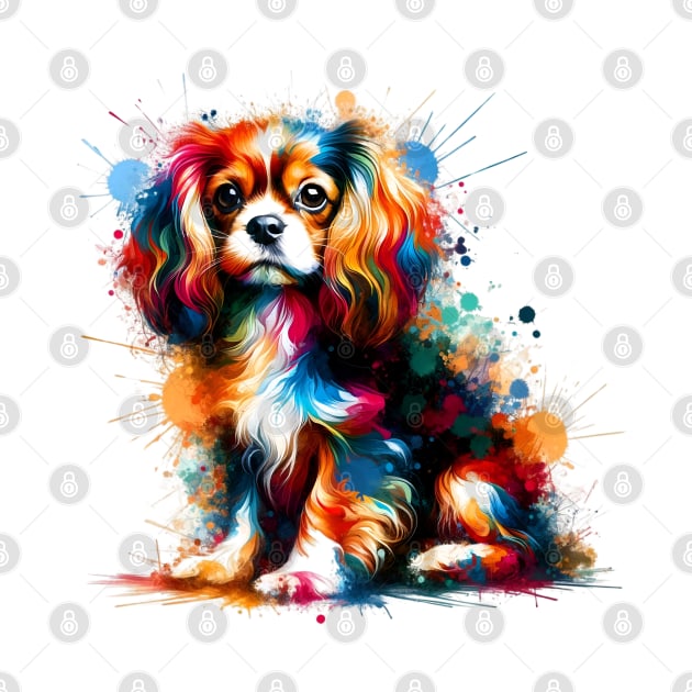 Colorful Splashed Art English Toy Spaniel Portrait by ArtRUs