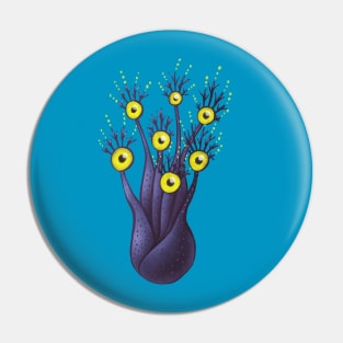 Tree Monster With Yellow Eyes Pin