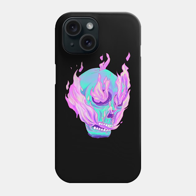 Skull on fire with purple variant color Phone Case by galvek