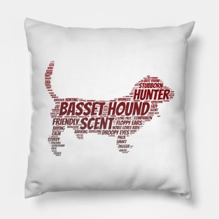 Basset Hound Word Art Design Pillow