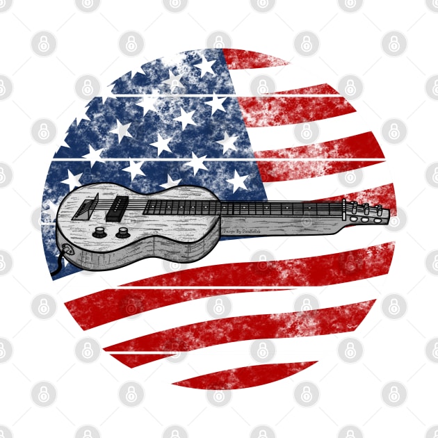 Lap Steel Guitar USA Flag Slide Guitarist Musician 4th July by doodlerob