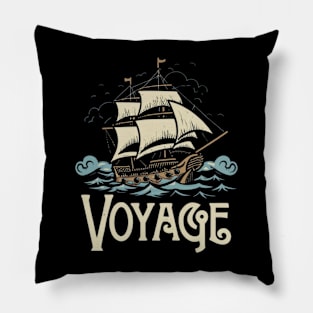 Ship Sailing Through The Deep Blue Sea Artwork Design Pillow