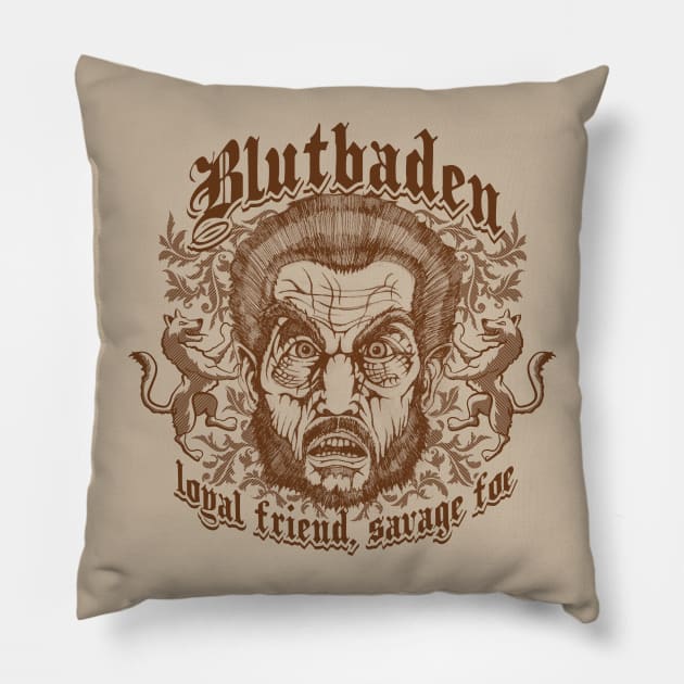 Blutbaden Sepia Sketch Pillow by GradyGraphics