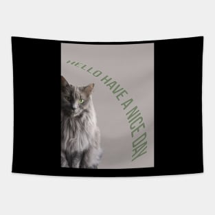 Gray cat with green eyes Tapestry