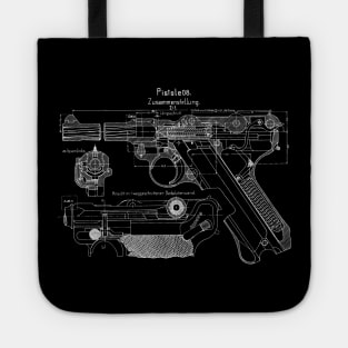 WW2 Luger P08 Weapon Blueprint Tote