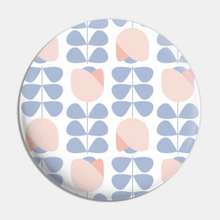 Retro Geometric Floral Pattern 1 in Ice Blue and Rose Pin