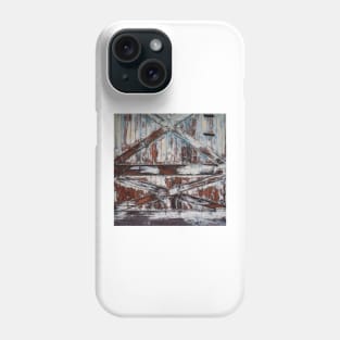 peeled paint barn door white washed wood Phone Case