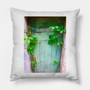 A Mysterious Green Door In France Pillow