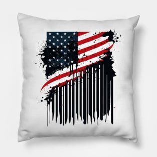 American flag ink as barcode Pillow