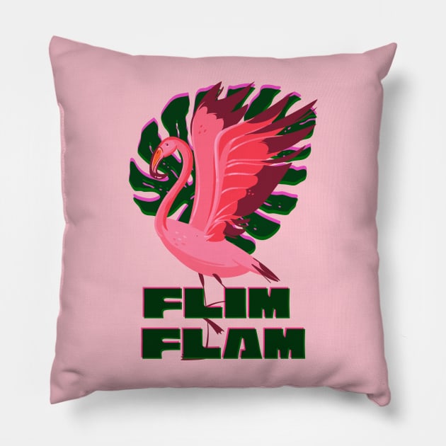 Pink Flamingo (Tropical Vibes) Flim Flam Pillow by ak3shay