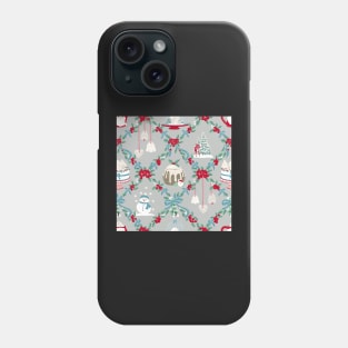 Repeat Pattern of Vintage Christmas Treats on Pale Grey Phone Case