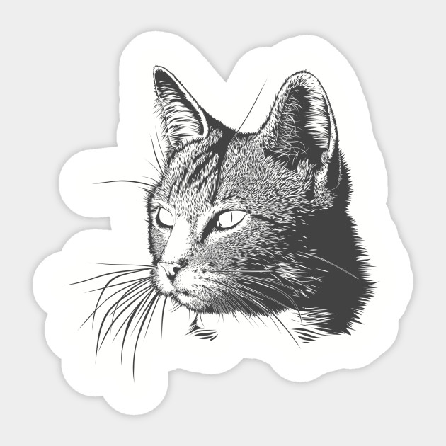 Cat Art Head Drawing Black Paint Cat Head Tattoo Draw Print