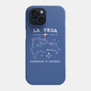 La Vega Dominican Republic Flag Travel Map Coordinates GPS Phone Case