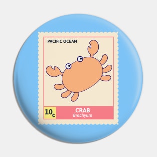 Kawaii Cute Orange Crab, Ocean Stamp Collection, Crab Lover Pin