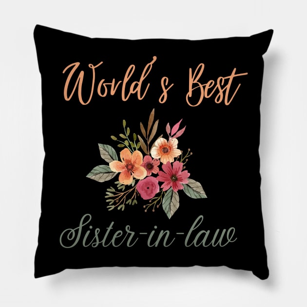 World's best sister-in-law sister in law shirts cute with flowers Pillow by Maroon55