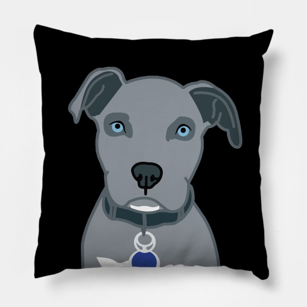 Pitbull Grey Staffordshire Terrier Pillow by Rosemarie Guieb Designs