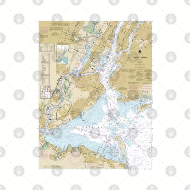 New York Harbor - Marine Navigation Nautical Chart by Vidision Avgeek