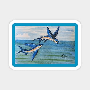 Flying fish gliding over the sea Magnet