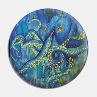 Blue Octopus taking a walk Pin