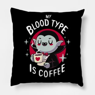 Vampire Coffee - Cute Dracula - Morning quotes Pillow