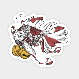 Japanese Goldfish with Lucky Bells Art Print Magnet