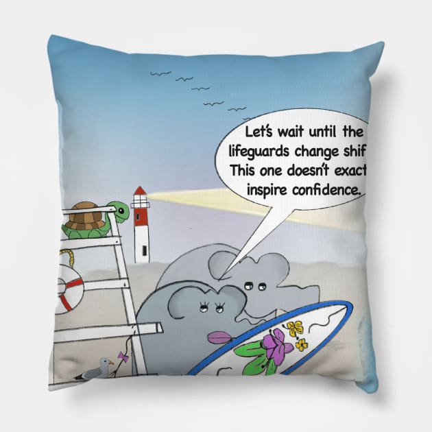 Enormously Funny Cartoons Surfing Pillow by Enormously Funny Cartoons