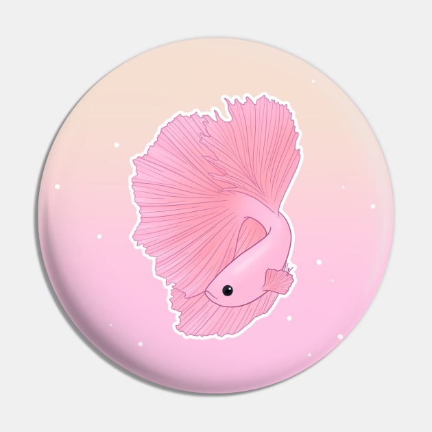 anacecilia Veiltail Betta Fish, Soft Pink Coloration II Pin