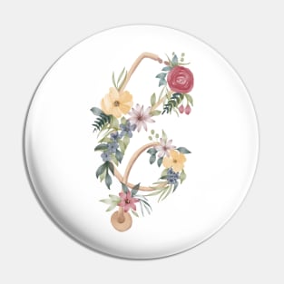 Stethoscope with florals Pin