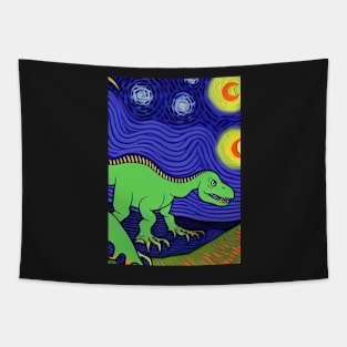 LONG NECKED GREEN DINOSAUR VAN GOGH STYLE Tapestry