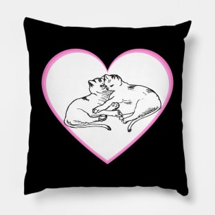 Valentines Day Cat Couple Heart Pillow