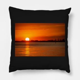 Red sky of sunset at St Kilda Beach, Melbourne, Australia. Pillow