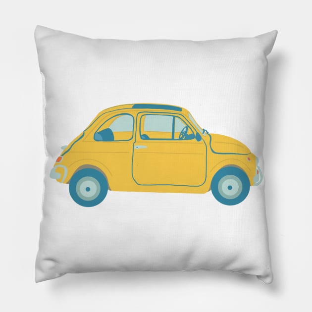 Yellow Italian car Pillow by Valeria Frustaci 