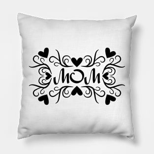 Love Mom with Fancy Heart Script Pillow