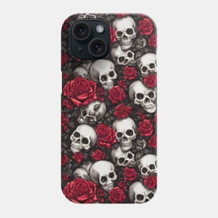 Rose And Skull Pattern Phone Case